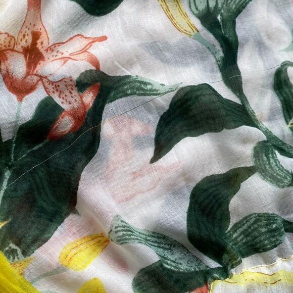 Woven Hearts Ivory Floral Batwing Sleeve Beach Tunic | One Size Fits Most - Picture 8 of 16